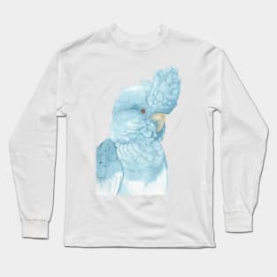 indigo glossy black cockatoo watercolor portrait Long Sleeve T-Shirt